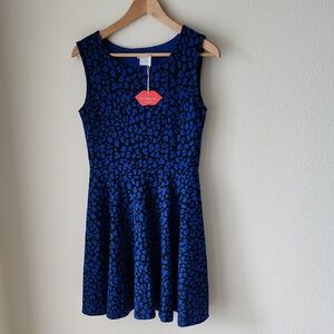 Kling Blue and Black Patterned Mini Dress Sz S NWT Rockabilly Swing Retro Pin Up